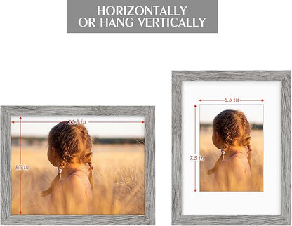 Golden State Art, 9x12 Picture Frame with Mat for 6x8 - High Definition Glass Wall Mounting Horizontal Vertical Display (Gray, 1 Pack)