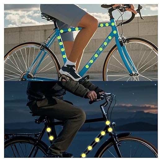 Non Fading Fluorescent Reflective Stickers 1-inch Diameter Round Reflector, Outdoor Waterproof High Visibility Warning Adhesive Tape (50 Pcs)
