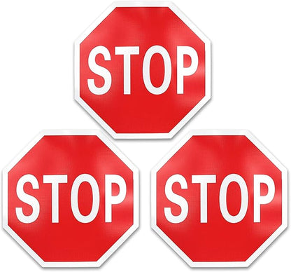3 Pack Large Stop Signs, 30 x 30 Inches Street Road Sign, UV Protected and Weather Resistant, Octagon Rust Free Aluminum Sign, 2 Pre-drilled Holes
