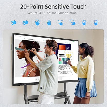 85" Smart Board, Interactive Whiteboard, 4K Electronic Board, UHD Touchscreen, Android 13, 8+128G, All in One Smartboard for Classroom Office Home (Wall Mount Included)