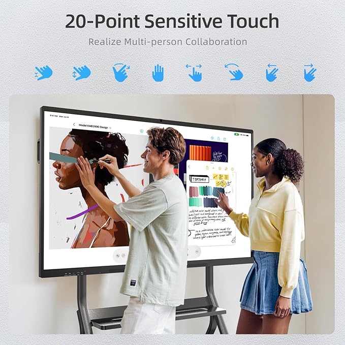 65" Smart Board, Interactive Whiteboard, 4K Electronic Board, UHD Touchscreen, Android 13, 8+128G, All in One Smartboard for Classroom Office Home (Wall Mount Included)
