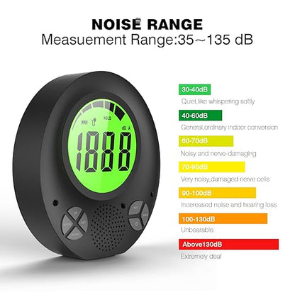 Digital Decibel Meter with DIY Voice Warning Function, Wall Hanging Sound Level Meter 35dB to 135dB with Alarm Quiet Please, Sound Level Meter for Schools Hospitals Temples Libraries Theaters