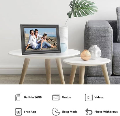 Digital Picture Frame WiFi 10.1 Inch Digital Photo Frame, Electronic Picture Frame, 16GB Storage, Auto-Rotate, IPS Touch Screen, Easy Setup and Share Photos and Videos via Free App from Anywhere