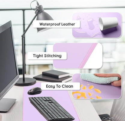 Konohan Heated Large Desk Mat PU Leather Warm Mouse Pad with 5 Heating Level & 4 Hour Auto Shut-Off Heating Keyboard Pad Warmer Gaming Mice Mat Only Supports 110v(Purple Color,23.6"x 14.2")