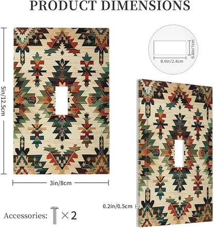 Decorative Light Switch Cover Southwest Rustic American Indian Aztec Boho 1 Gang Single Toggle Device Electrical Faceplate Switchplates Decorator Outlet Wall Plate for Bed Room Decor