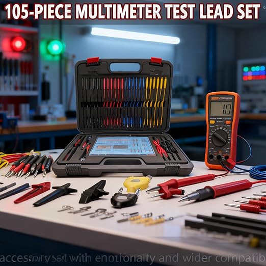 105 Piece Automotive Circuit Test Lead Kit, Multimeter Test Lead Kit, Including Upgraded Puncture Probes、Meter Hanging Kit Etc., Applicable to Automotive Electronic Circuit Fault Diagnosis