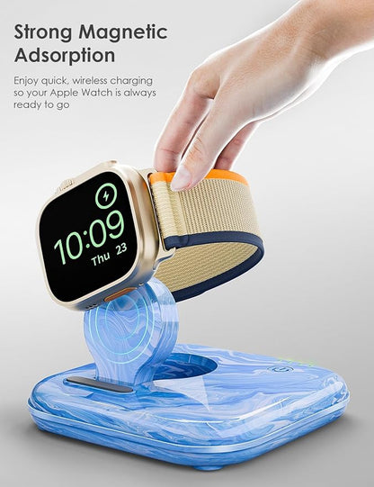 Portable for Apple Watch Charger 2000mAh - Foldable Magnetic Power Bank for Series 2-10/SE/Ultra1/2, Emergency Backup Charger with Type-C Travel Cable