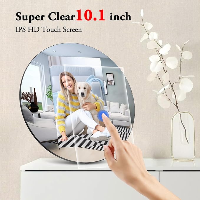 Frameo Digital Picture Frame – 10.1" Smart Mirror Touchscreen Display Anti-Fog, WiFi Digital Mirror Share Photos & Videos via App, Wall/Tabletop Mount 32GB Frame for Home Decor & Gifts