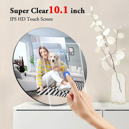 Frameo Digital Picture Frame – 10.1" Smart Mirror Touchscreen Display Anti-Fog, WiFi Digital Mirror Share Photos & Videos via App, Wall/Tabletop Mount 32GB Frame for Home Decor & Gifts