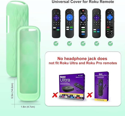 for Roku-Remote-Cover,Compatible with All Roku TV Remote Glow in The Dark Silicone Protective Case Blue and Green 2-Pack