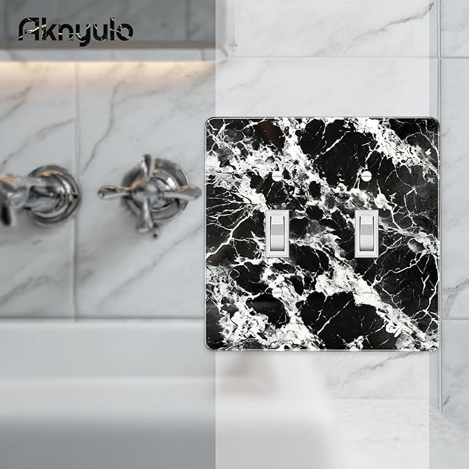 Black White Marble Pattern Acrylic Wall Plate Cover Switch Plate Covers Cover Light Switch Cover Switch Cover Decorative Double Gang Toggle Outlet Covers Switch Cover