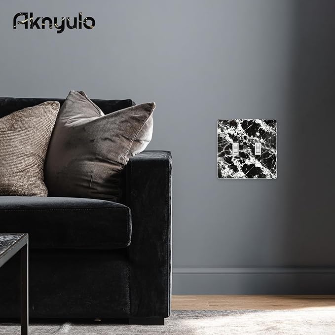 Black White Marble Pattern Acrylic Wall Plate Cover Switch Plate Covers Cover Light Switch Cover Switch Cover Decorative Double Gang Toggle Outlet Covers Switch Cover
