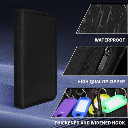 Portable Zippered Key Case,Organizer Waterproof Key Binder with 24 Key Hooks and Tags,Portable Key Storage for Rental Management Real Estate Sales Hotel Executives and Car Service