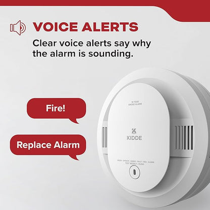 Kidde Hardwired Smoke Detector for Home, 10-Year Battery Backup, Interconnectable, Voice Alerts, 3-Pack