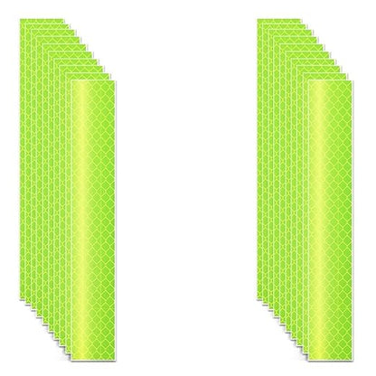 Non Fading Fluorescent Yellow Reflective Stickers 1 inch X 6 inch, Outdoor Waterproof High Visibility Safety Adhesive Reflector (20 Pcs)