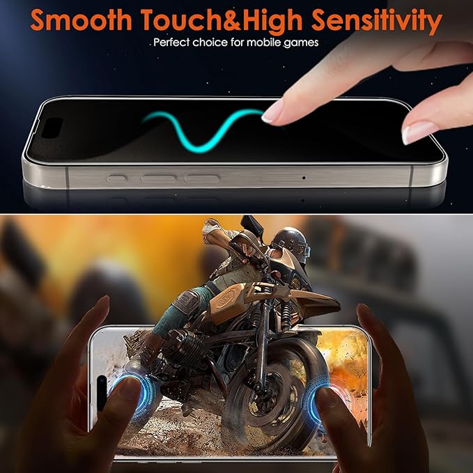 [2+2 for iPhone 15 Pro Privacy Screen Protector (NOT Glass) with Tempered Glass Camera Lens Protector, Anti-Spy Non-breakable Soft Flexible TPU Hydrogel Film Screen Protector for iPhone 15 Pro