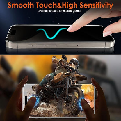 [2+2] for iPhone 15 Pro Max Privacy Screen Protector (NOT Glass) with Tempered Glass Camera Lens Protector, Anti-Spy Non-breakable Soft TPU Hydrogel Film Screen Protector for iPhone 15 Pro Max