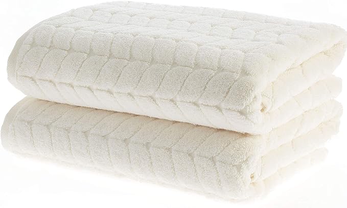 BAGNO MILANO Turkish Bath Towels, Soft Plush Jacquard Luxury Bath Towels, Quick Dry Towel Set (Cream, 6 pcs Towel Set)