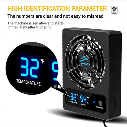 Reptile Ventilation Fan with Humidity Control & High Temp Alarm, Smart Hygrometer for Bearded Dragon, Leopard Gecko, Snake Tank – Quiet Fan with Dual LED Display for Reptile Enclosure