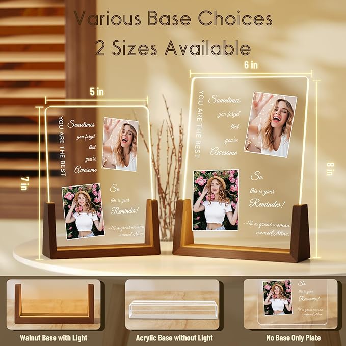 Photo Decorative Plaque Personalized Gifts, Custom Gifts for Him Her, Customized Picture Frame for Boyfriend Girlfriend Couples Wife Women on Anniversary Birthday