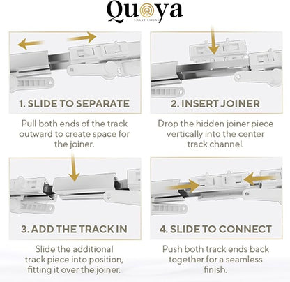 Quoya BL01 Smart Electric Curtain Track 【Beltless, Adjustable, No Cutting, Adjustable Speed, Quiet, Compatible with Alexa, Google, Siri, Apple Watch, Remote Included】 (up to 118 inches (3m))