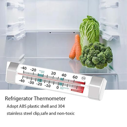 Refrigerator and Freezer Thermometer - NeilBee 3 Pack Fridge Thermometer with Stainless Steel Clip, Waterproof Analog, Large Dial, Accurate, Easy to Read for Kitchen, Restaurant, Cooler, Lab
