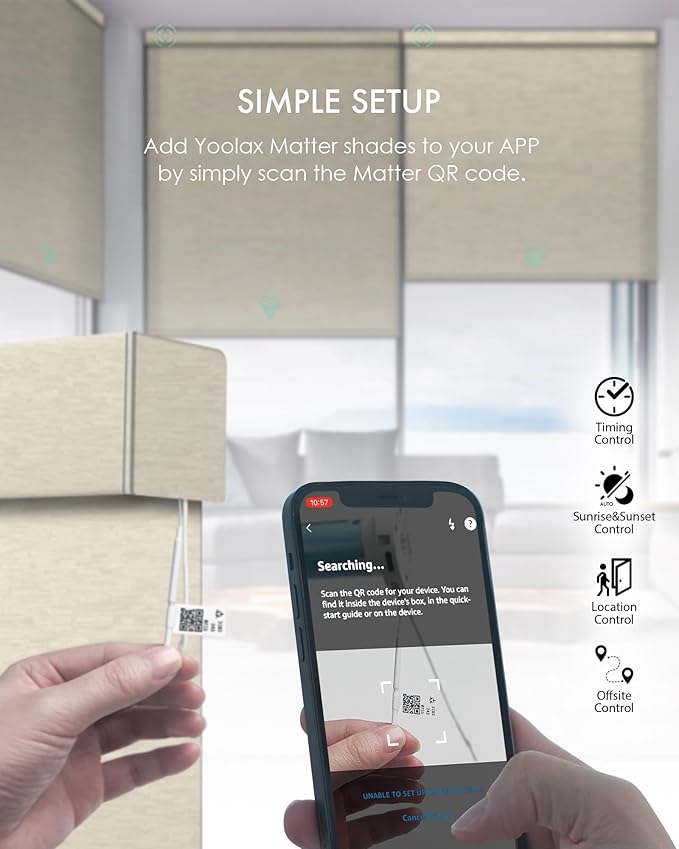 Yoolax Smart Blinds, Motorized Matter Roller Shades Light Filtering Automatic Blinds for Windows Motorized Shades Compatible with Alexa, Google Home, Homekit(Half Shading Jacquard Coffee)
