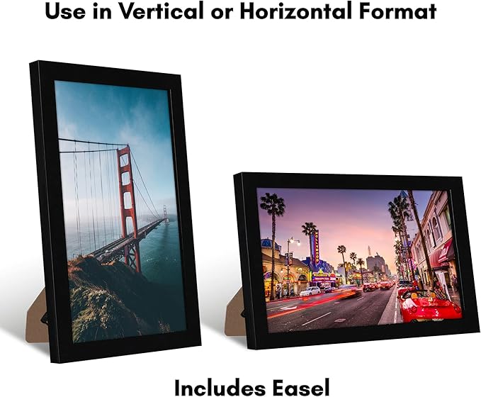 Americanflat 8x12 Picture Frame with Shatter-Resistant Glass - Signature Collection - Gallery-Style Frames Made of Engineered Wood - Photo Frame for Tabletop and Wall Display - Black