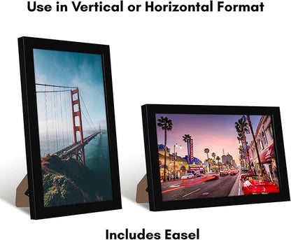 Americanflat 8x12 Picture Frame with Shatter-Resistant Glass - Signature Collection - Gallery-Style Frames Made of Engineered Wood - Photo Frame for Tabletop and Wall Display - Black