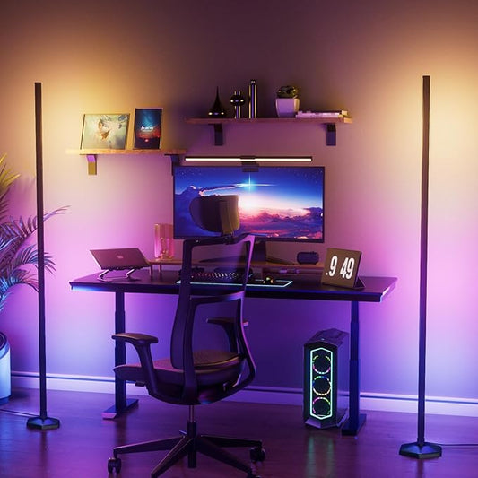 2PCS RGB Floor Lamp, Bluetooth APP and Remote Control 65" Smart Modern Standing Lamp Music Sync 16 Million DIY Colors Changing LED Floor Lamp with Heavy Base for LivingRoom Bedroom GameRoom