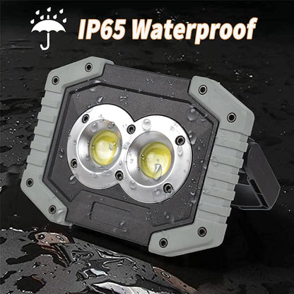 OTYTY LED Work Light 2-Pack, 30W 1500LM Portable Rechargeable Flood Lights with Magnetic Base, 4200mAh Battery for Outdoor, Camping, Hiking, Emergency, Car Repairing, Job Site Lighting (W839 Grey)