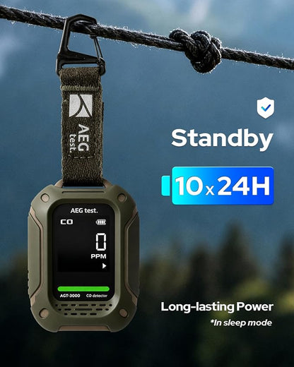 AGT-3000 Portable Carbon Monoxide Detector, 240H Standby, Upgraded CO Sensor for Travel, Rechargeable CO Detector with Audible & Visual Alerts, CO Meter for Camping, 0-1000ppm