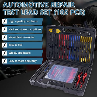 105 Piece Automotive Circuit Test Lead Kit, Multimeter Test Lead Kit, Including Upgraded Puncture Probes、Meter Hanging Kit Etc., Applicable to Automotive Electronic Circuit Fault Diagnosis