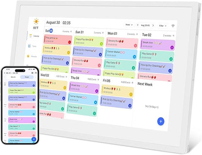 SSA 10.1" Smart Digital Calendar Family Hub | Touchscreen Display,Customizable Chore & Meal Planner, Grocery List, Schedule Planner Sync with Phone App, Ideal for Parents