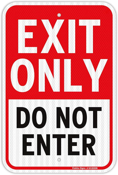 Faittoo Exit Only Do Not Enter Sign, 18 x 12 Inches Engineer Grade Reflective Aluminum Sign, UV Protected, Weather/Fade Resistant, Easy to Install and Read, Indoor/Outdoors Use