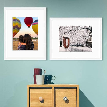 Golden State Art, 16X20 Picture Frame with Mat for 11X14 - High Definition Glass Wall Mounting Horizontal Vertical Display (White, 2 Pack)