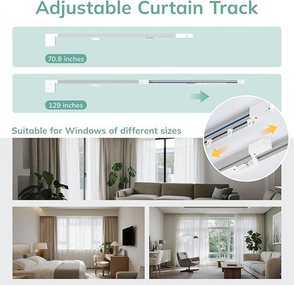 Umimile Smart Electric Curtain Track, Motorized Curtain Track System, 70.8-129 inch Adjustable Length, App/Remote Control, Compatible with Alexa, Google Home, for Ceiling and Wall Mount