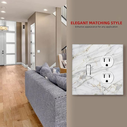 Outlet Covers Gray Gold Marble Abstract Modern Luxury 1 Toggle 1 Duplex Switch Plate Covers Electrical Light Switch Cover Plate Decorative Wall Plate Socket Cover for Bedroom Home Decor