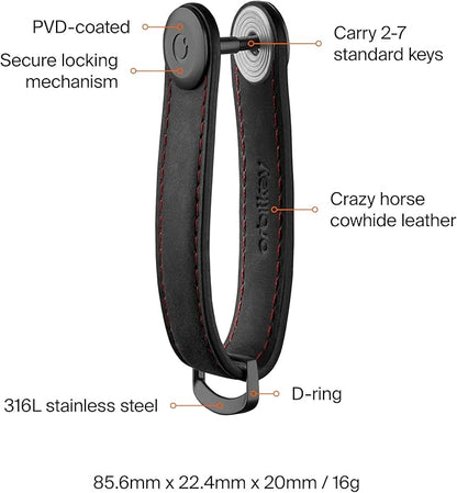 Orbitkey Crazy Horse Leather Key Organizer | Quiet Profile | Holds up to 7 Keys