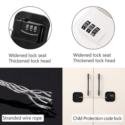 2 Packs Refrigerator Lock - Heavy Duty Combination Fridge Lock, Child/Baby Proofing Lock for Cabinets, Closets, Drawers, Window and More, Easy Install and Use (White)