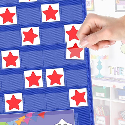 EAMAY Responsibility Pocket Chart | Toddler Routine, Kids Reward Board, Chores Chart, Visual Schedule, Autism Learning Materials for Home School, 129 Cards (32.5''x 25")