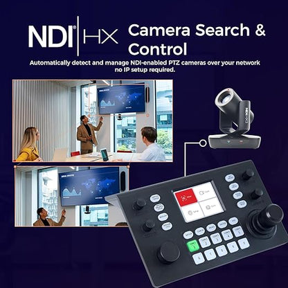 RGBlink Multi‑Protocol PTZ Controller w/ 3.49″ LCD, PoE, NDI 5.5 & Hall‑Sensor Joystick, 255‑Camera Support, VISCA/PELCO‑D/P, RS485/422/232–Ideal for Worship, Webinars & Live Streaming (RGBBKT)