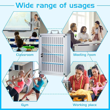 Amylove 48 Slots Cell Phone Locker Cabinet Aluminum Alloy Pocket Chart Storage Locker Box Cabinet Wall-Mounted Cell Phones Storage Box with Handle for Office Classroom Gym (White)