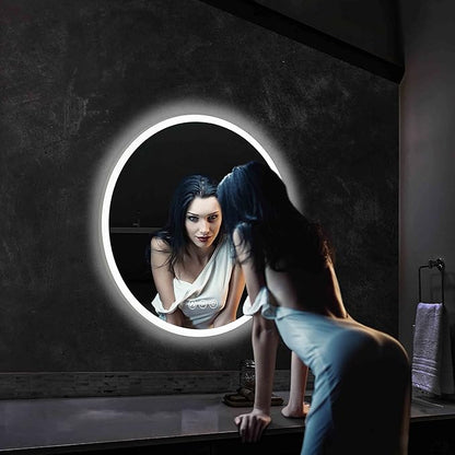 Blossom 24 Inches Large Modern LED Round Bathroom Vanity Mirror, Color Temperature Adjustable, Anti-Fog Dimmable Lights, Easy to Install, Wall Mounted Makeup Mirror with Smart Touch Button