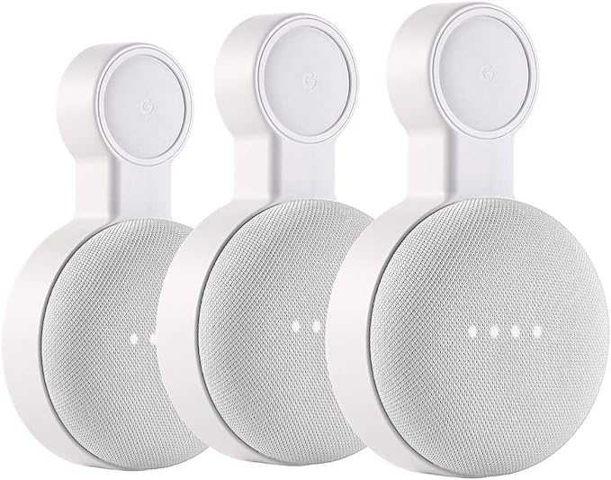 PEF Outlet Wall Mount Holder for Google Nest Mini and Google Home Mini, A Space-Saving Accessories with Cord Management for Google Mini Smart Speaker, No Messy Wires or Screws (3 Pack)