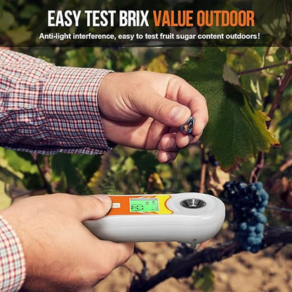 Smart Brix Refractometer, YINMIK Digital Brix (0-60%) Tester, Sugar Temperature Meter with ATC, Portable Brix Meter for Fruit, Home Wine & Beer Brewing, Coffee, Maple Syrup, Juice, Food, Vegetable