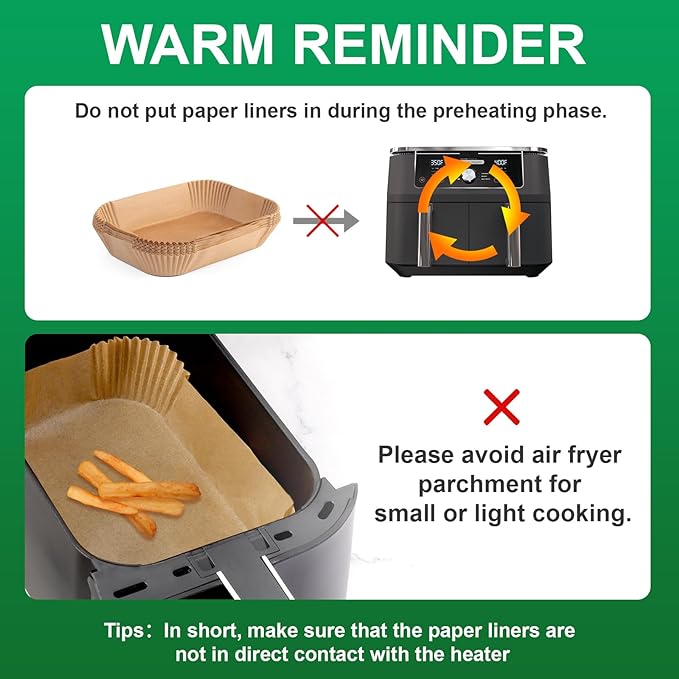 500 Pcs Air Fryer Paper Liners, 8 Inch Parchment Paper for 3-7 Qt Airfryer Basket, Square Airfryer Liners Compatible with COSORI 6-Qt, Ninja 5QT, Chefman 6 Quart Air Fryer