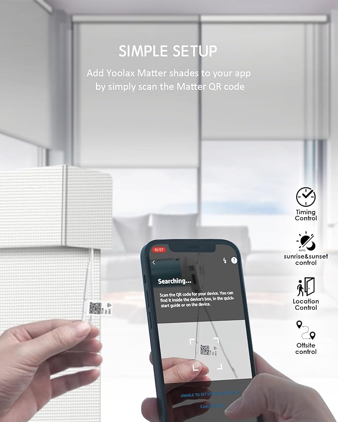 Yoolax Smart Blinds, Motorized Matter Solar Shades Flame Resistat Automatic Blinds for Windows Motorized Shades Compatible with Alexa, Google Home, Homekit(Solar-14% Openness Mesh White)