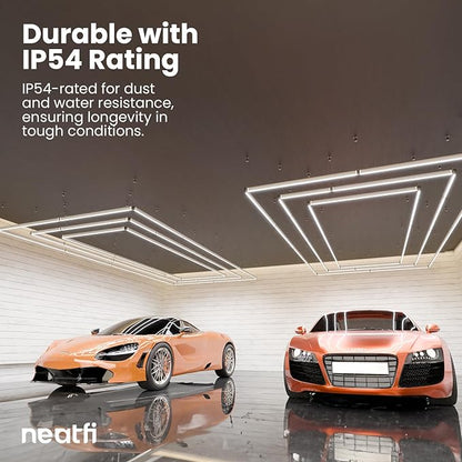 Neatfi LED Bright Garage Light, 52,800 Lumens, Ceiling Lighting for Auto Shops, Car Detailing, Gym, Basement, Warehouse, Barber and Beauty Salons (Cool White, 3 Rectangles with Hanging Kit)