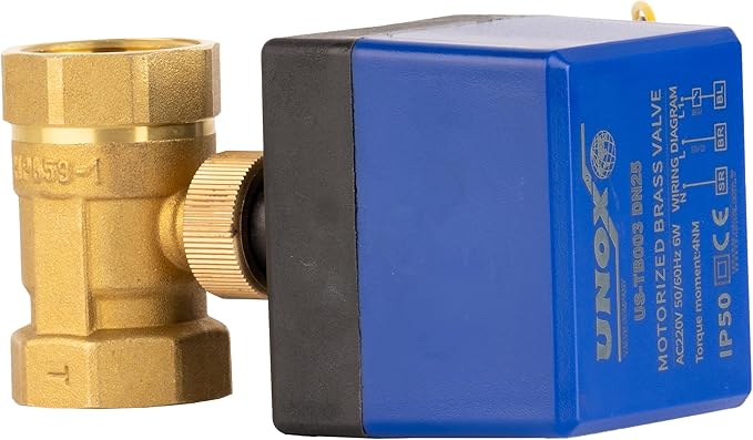 Unox 3/4" Motorized Ball Valve, Brass Body 220V AC Electrical Ball Valve, Premium Brass Motorized Ball Valve, Electrical Control, Durable & Reliable
